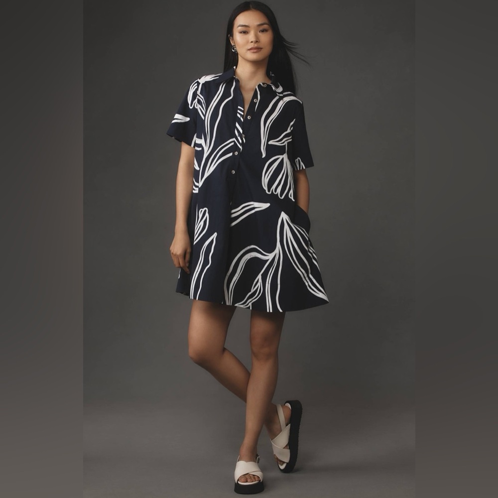 By Anthropologie Short-Sleeve Swing Tunic Mini Dress